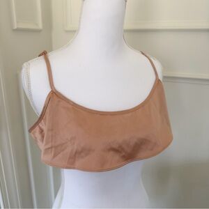 Skims Woven Shine Cami Bra in Pink Sand - Size Large